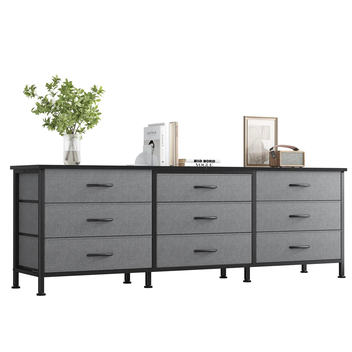 JHK Cabinet For Living Room With 9 Fabric Drawers
