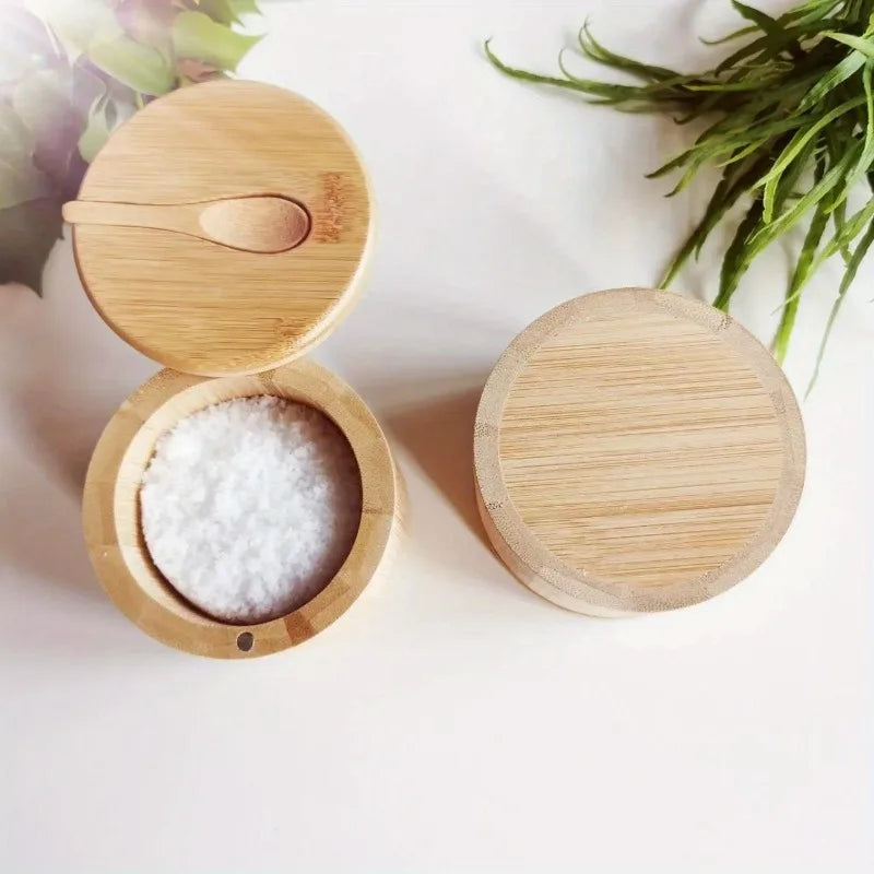 Salt Seasoning Jars Pepper Jar Bamboo Condiment Box