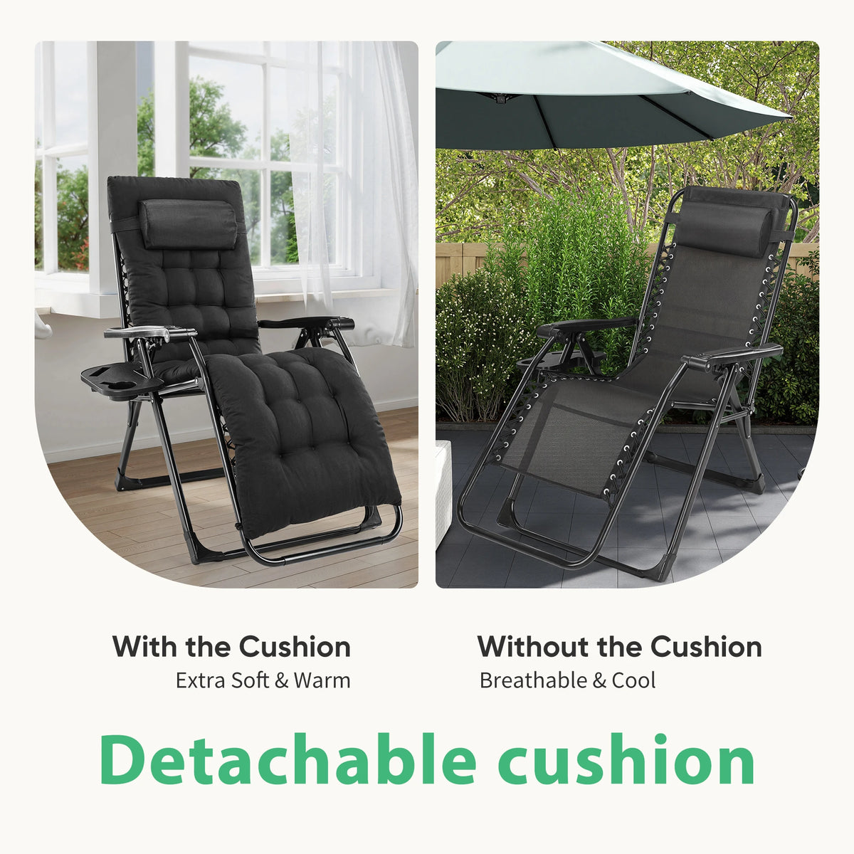 JHK Zero Gravity Recliner Camping Patio Lounge Chair Folding