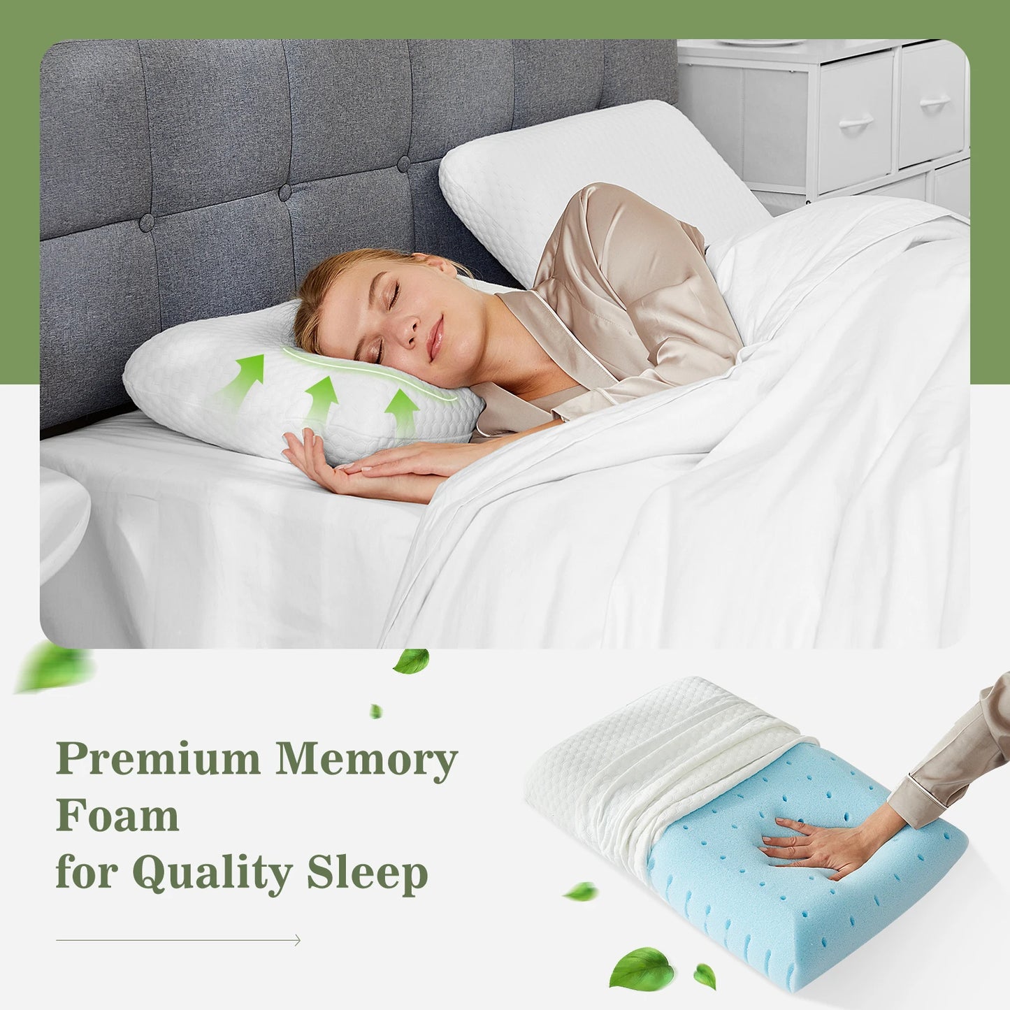 JHK 2-pieces Memory Foam Pillows