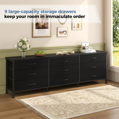 JHK Cabinet For Living Room With 9 Fabric Drawers