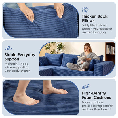 Redlife 107" Boneless Couch with Ottoman