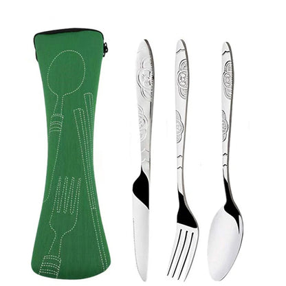 Portable Stainless Steel Family Camping Cutlery with Bag
