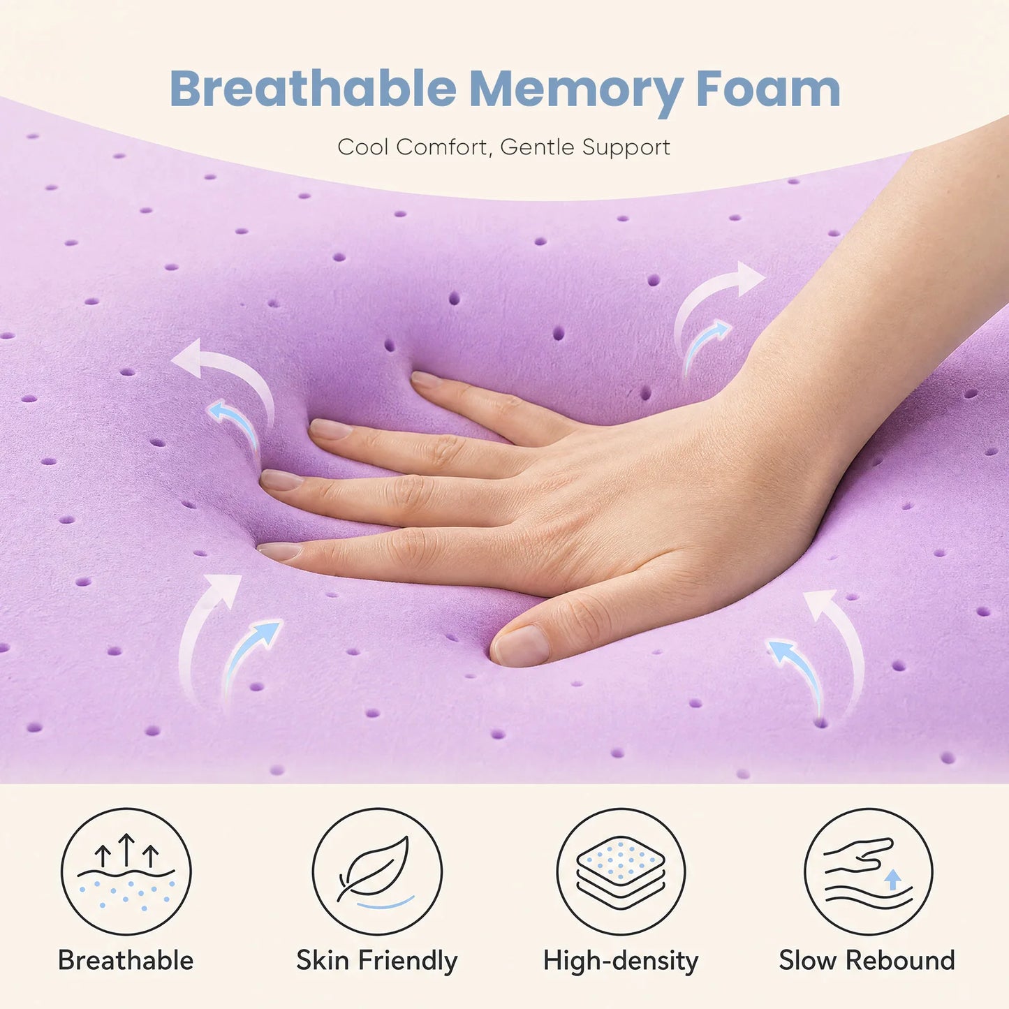 JHK 3 Inch Cooling Memory Foam Mattress Topper