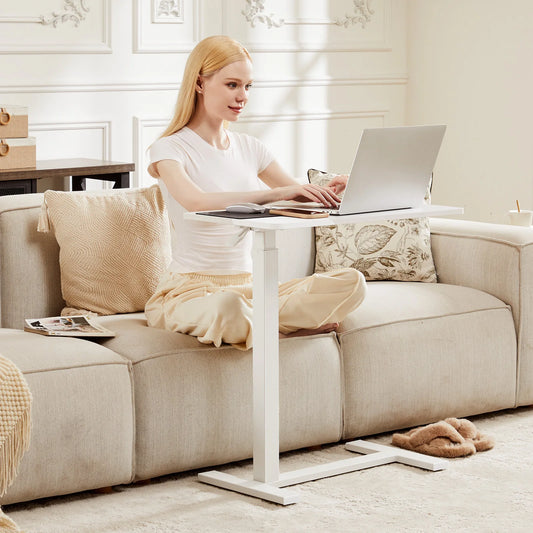JHK Overbed Bedside Sofa Table with Hidden Wheels