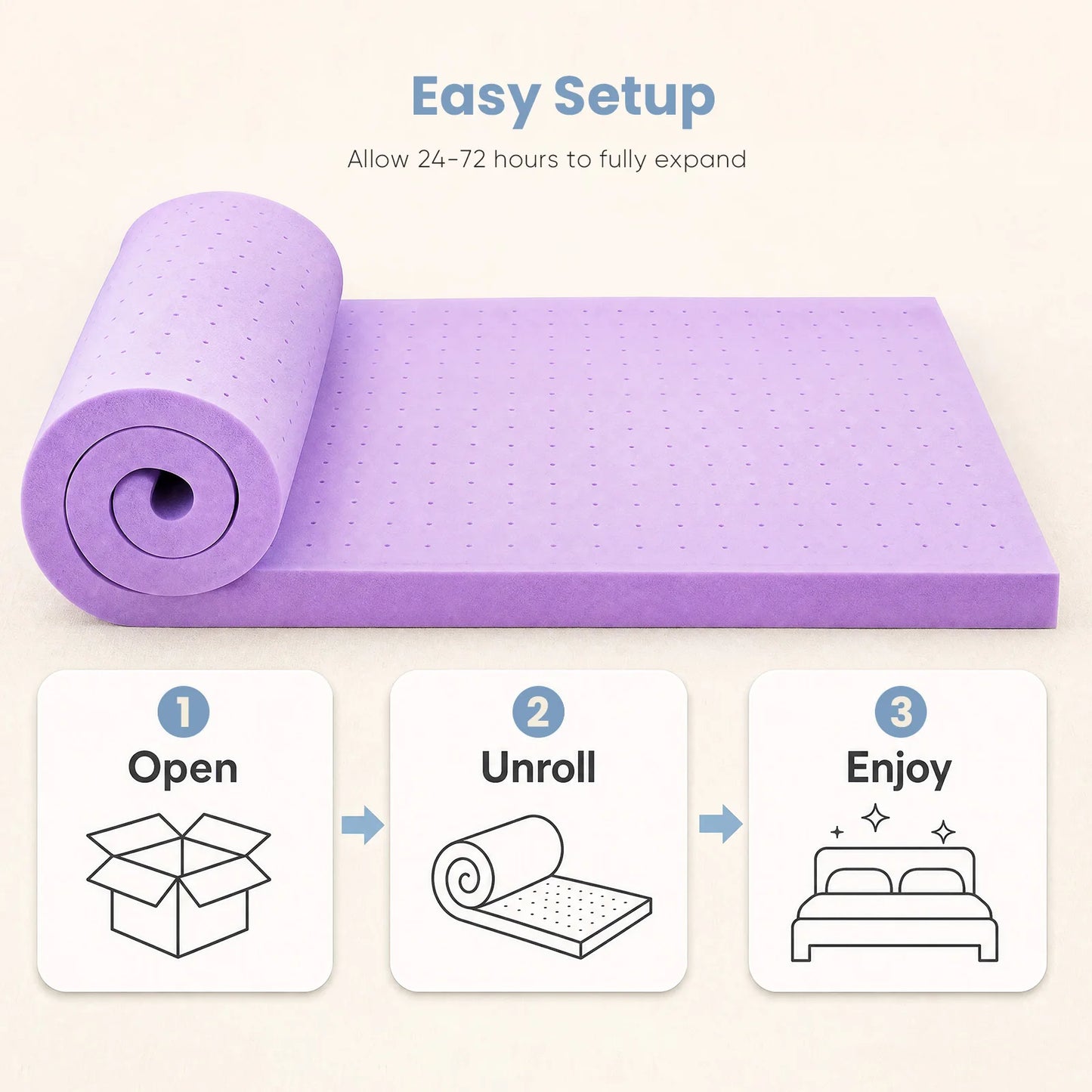JHK 3 Inch Cooling Memory Foam Mattress Topper