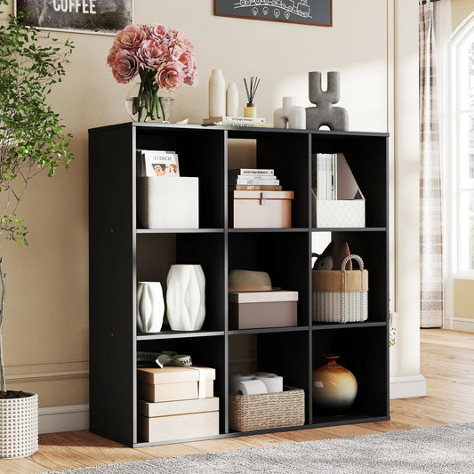 JHK 9 Cube Storage Organizer Wooden Shelf Bookcase Open Bookshelf