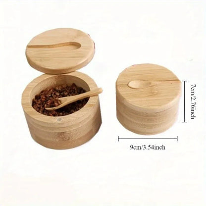 Salt Seasoning Jars Pepper Jar Bamboo Condiment Box