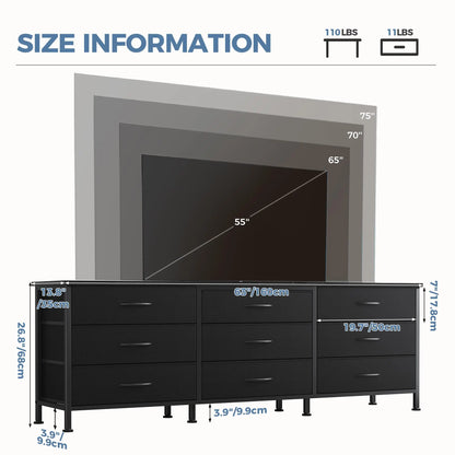 JHK Cabinet For Living Room With 9 Fabric Drawers