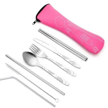 Portable Stainless Steel Family Camping Cutlery with Bag