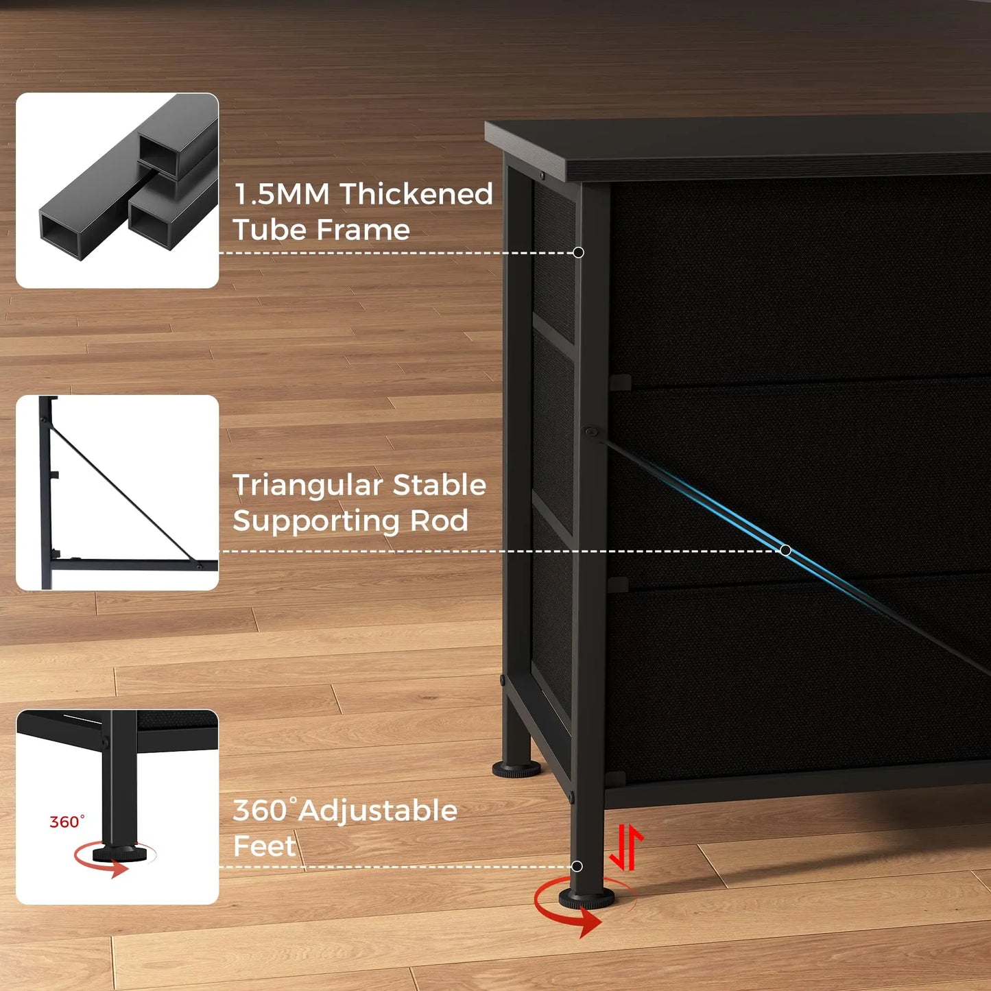JHK Cabinet For Living Room With 9 Fabric Drawers