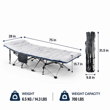 Portable Foldable Camping Cot with Thick Padded Mattress