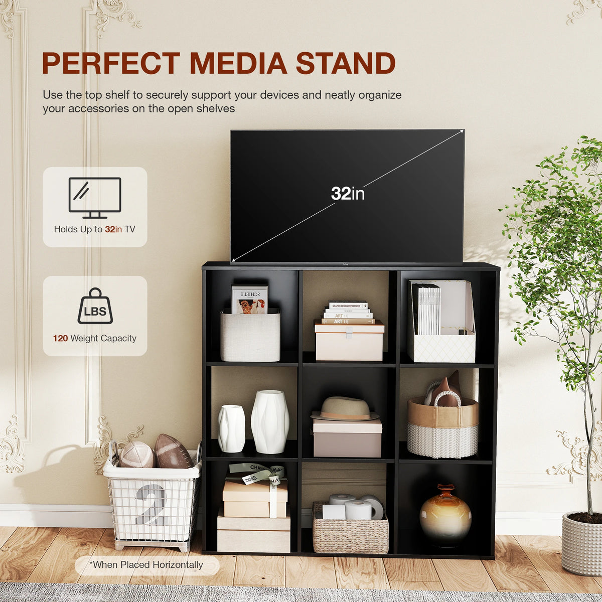 JHK 9 Cube Storage Organizer Wooden Shelf Bookcase Open Bookshelf