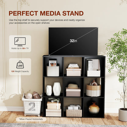 JHK 9 Cube Storage Organizer Wooden Shelf Bookcase Open Bookshelf