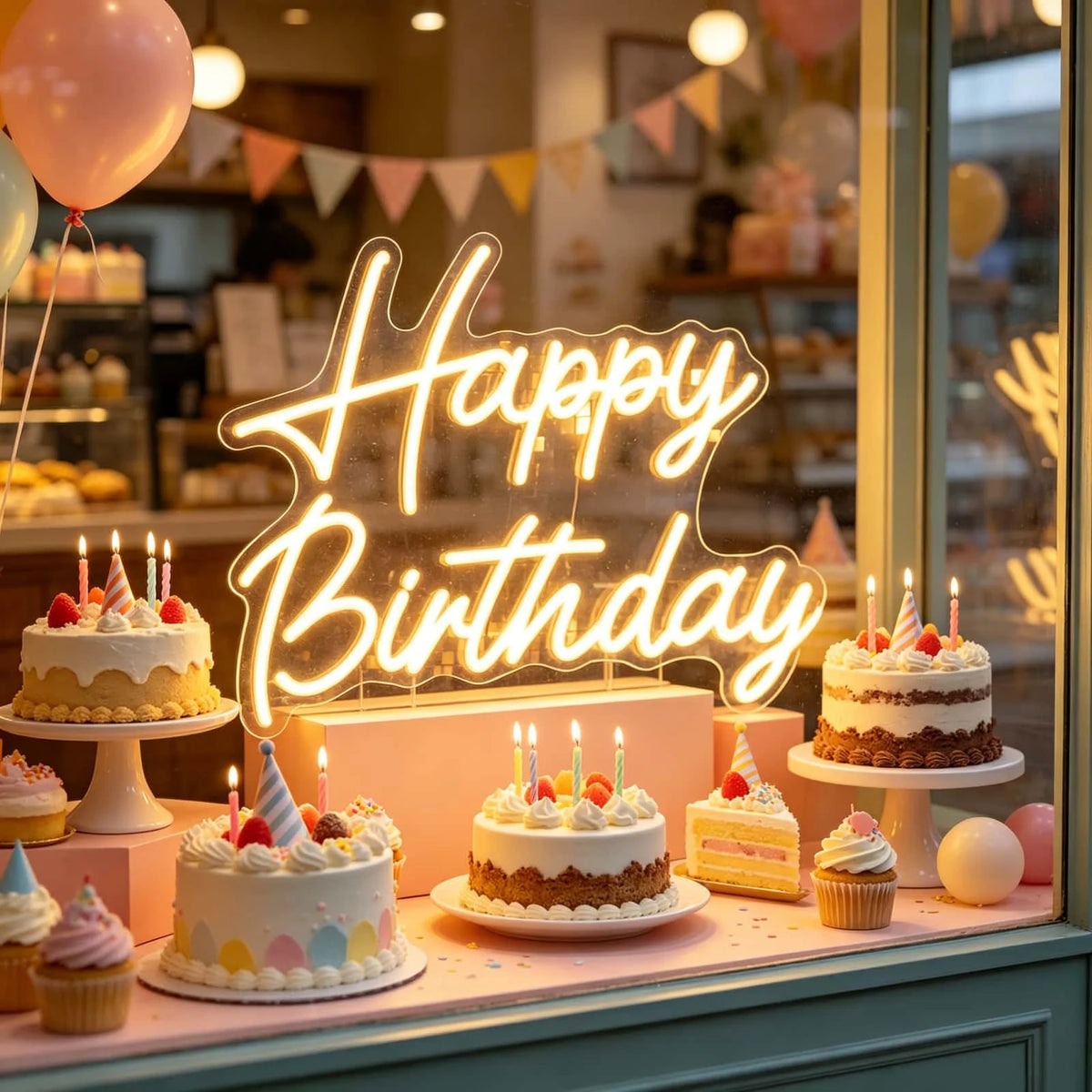 Happy Birthday LED Neon Sign Warm White