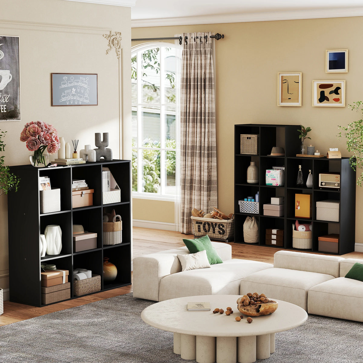 JHK 9 Cube Storage Organizer Wooden Shelf Bookcase Open Bookshelf