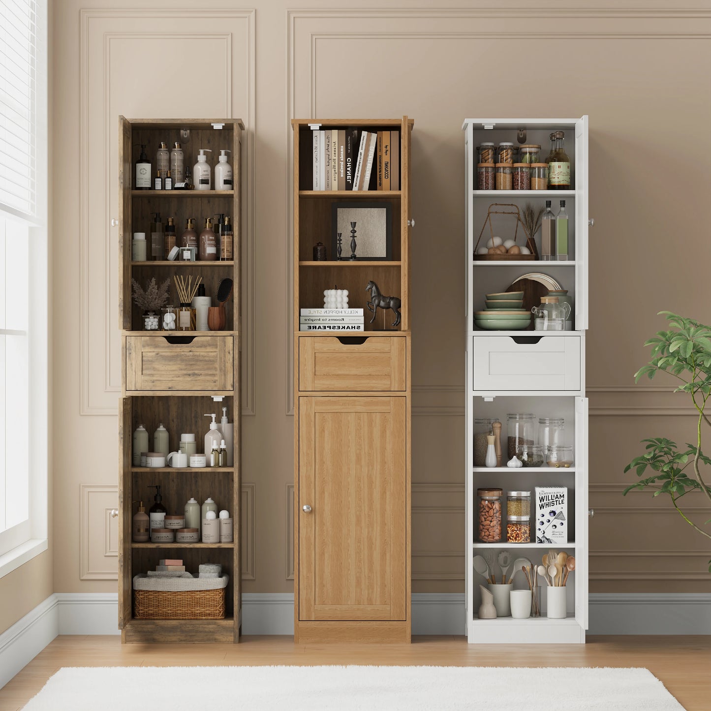 Space-Saving Slim  Storage Cabinet – Vertical Organizer Rack