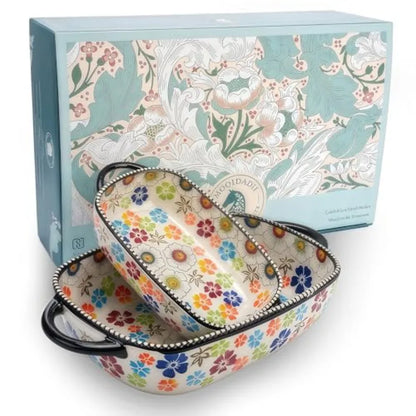 Polish Pottery Style Ceramic Baking Dish Set