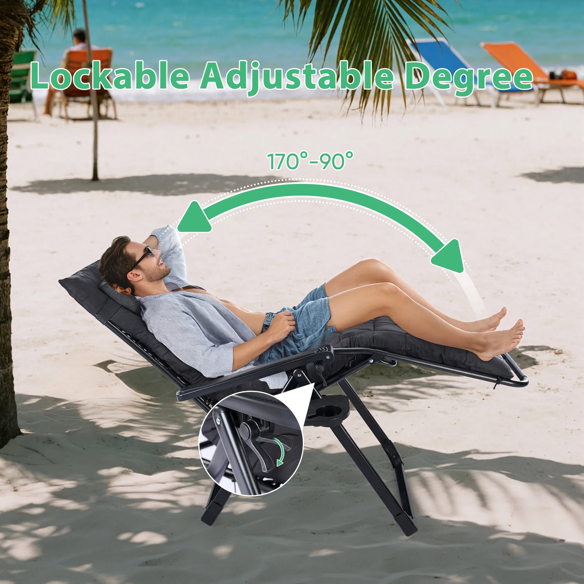 JHK Zero Gravity Recliner Camping Patio Lounge Chair Folding