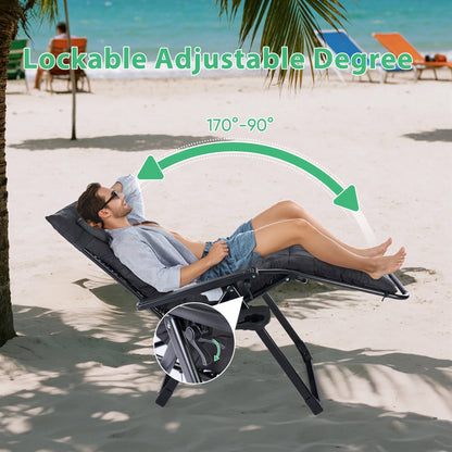 JHK Zero Gravity Recliner Camping Patio Lounge Chair Folding