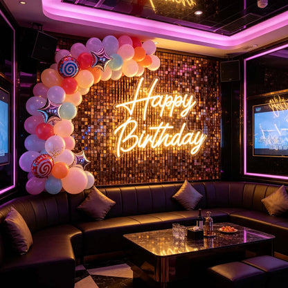 Happy Birthday LED Neon Sign Warm White