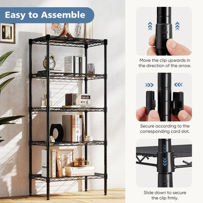 JHK 3-5 Tier Metal Wire Storage Shelves Adjustable Storage Racks Heavy Duty