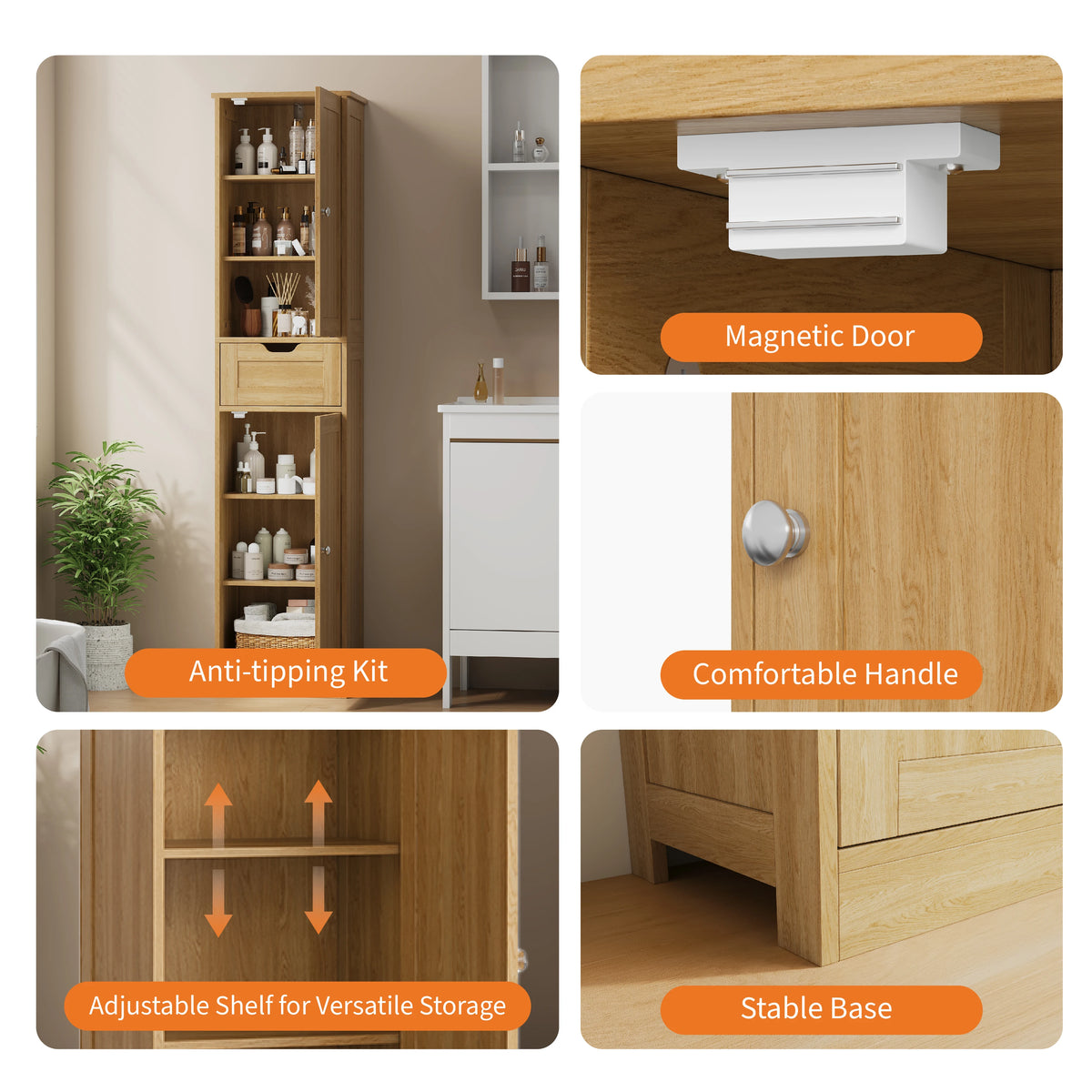 Space-Saving Slim  Storage Cabinet – Vertical Organizer Rack