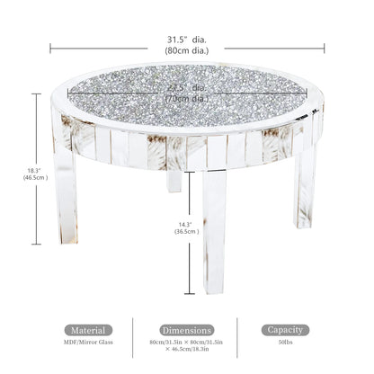 Mirrored Coffee Table with Crystal Inlay