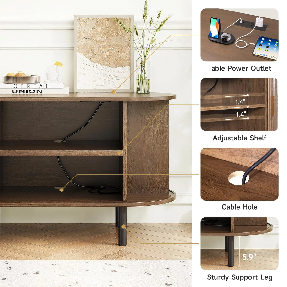 TV Stand Living Room Furniture with Power Outlet