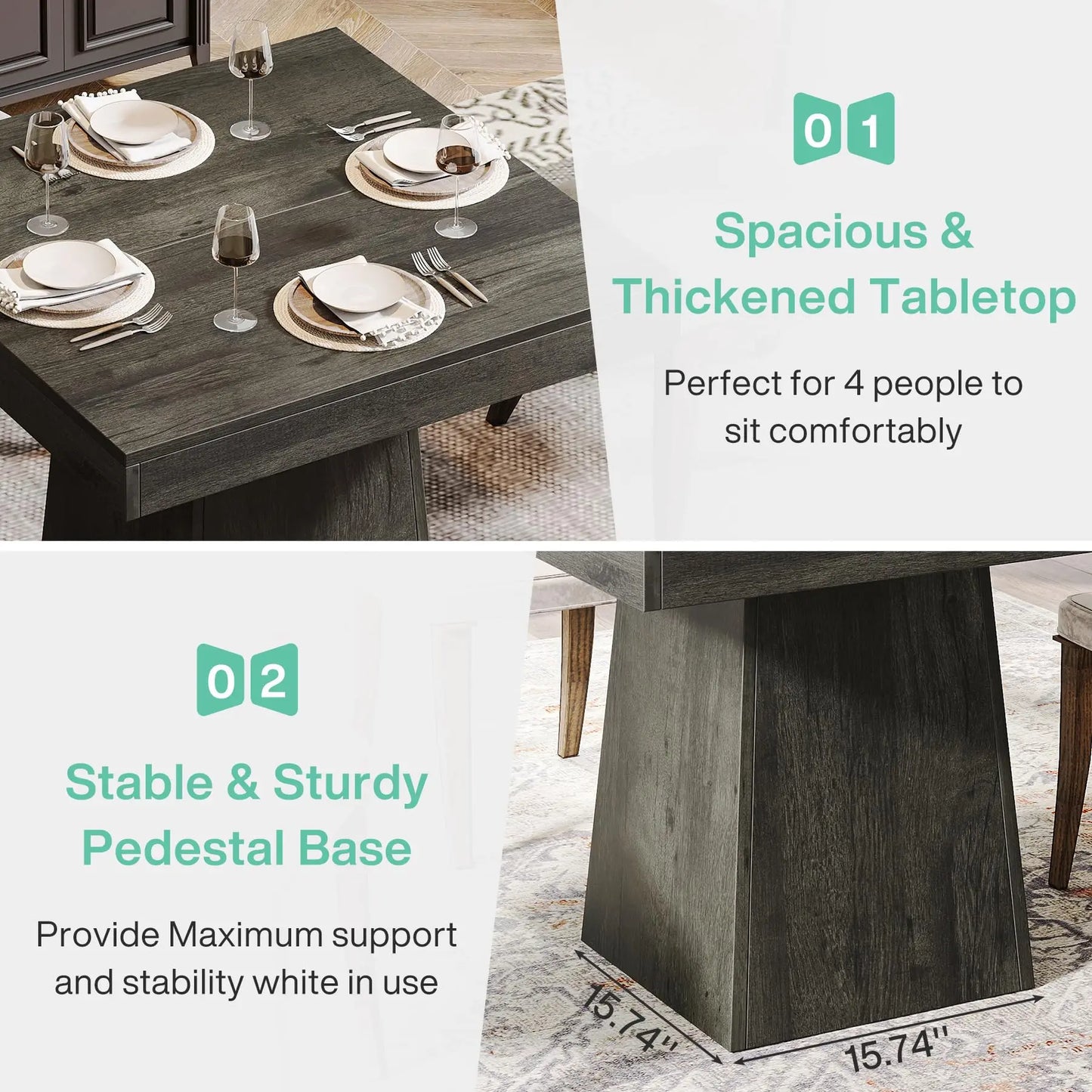 Tribesigns Square Dining Table for 4