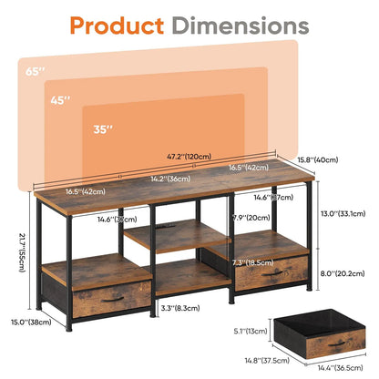 JHK 63IN Wooden Tv Stand For Up To 75 Inch TV Entertainment Center