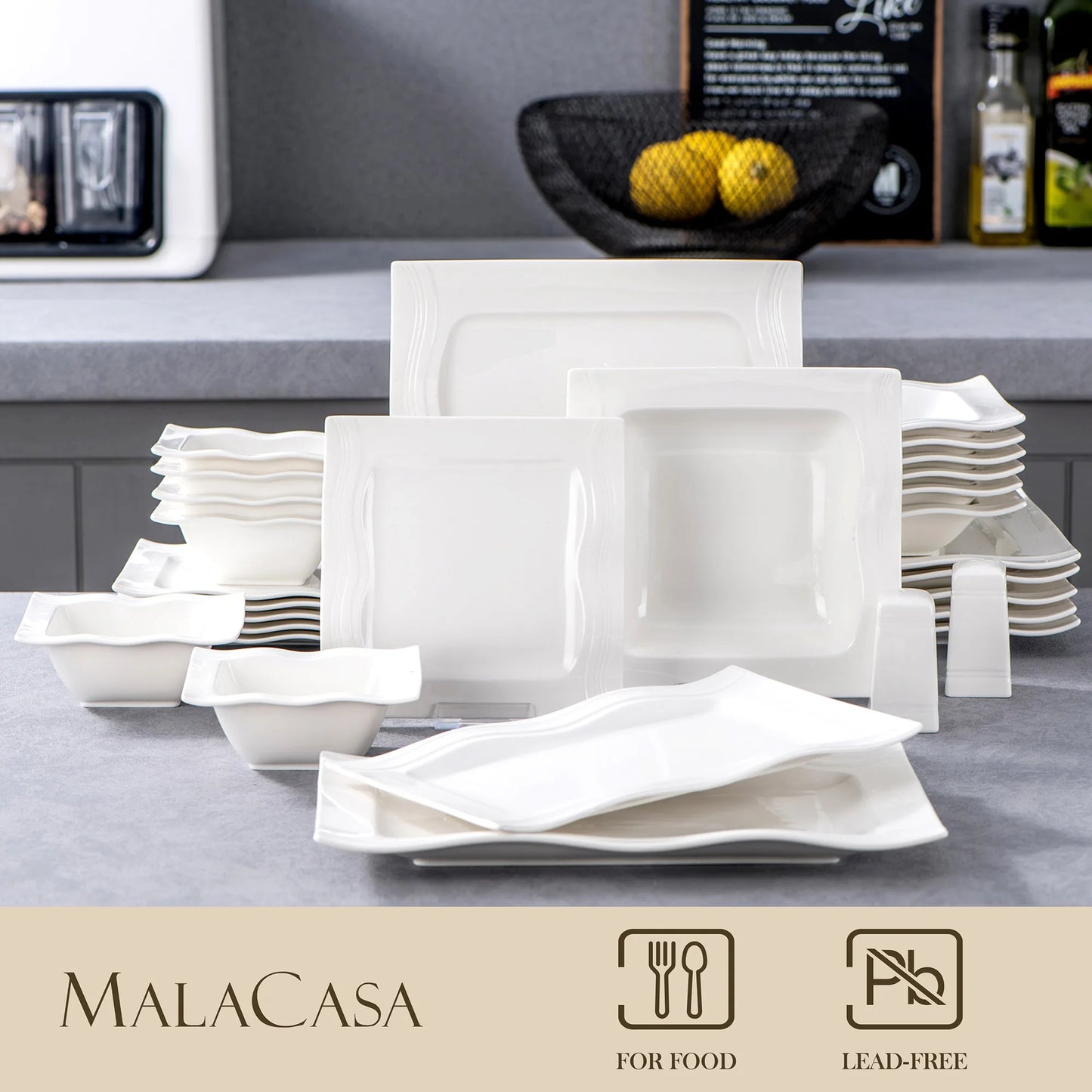 28 Piece Square Dinnerware Set