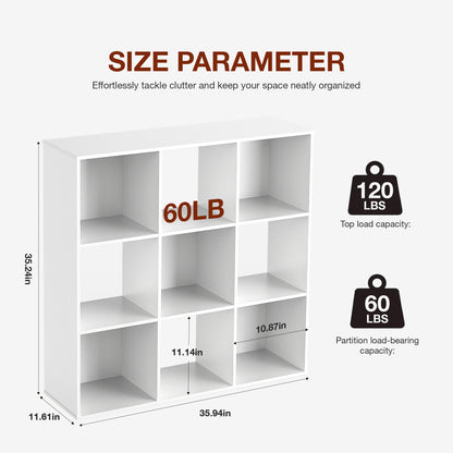JHK 9 Cube Storage Organizer Wooden Shelf Bookcase Open Bookshelf