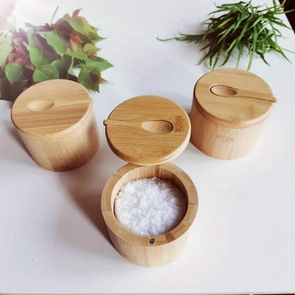 Salt Seasoning Jars Pepper Jar Bamboo Condiment Box
