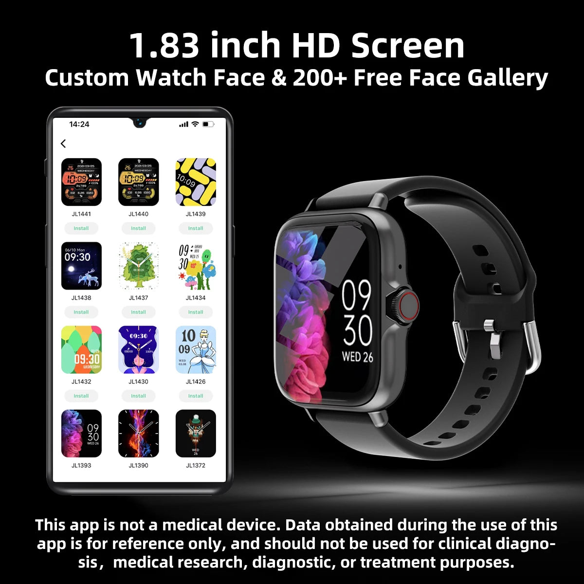 1.83'' Smart Watch with Alerts For iPhone Android