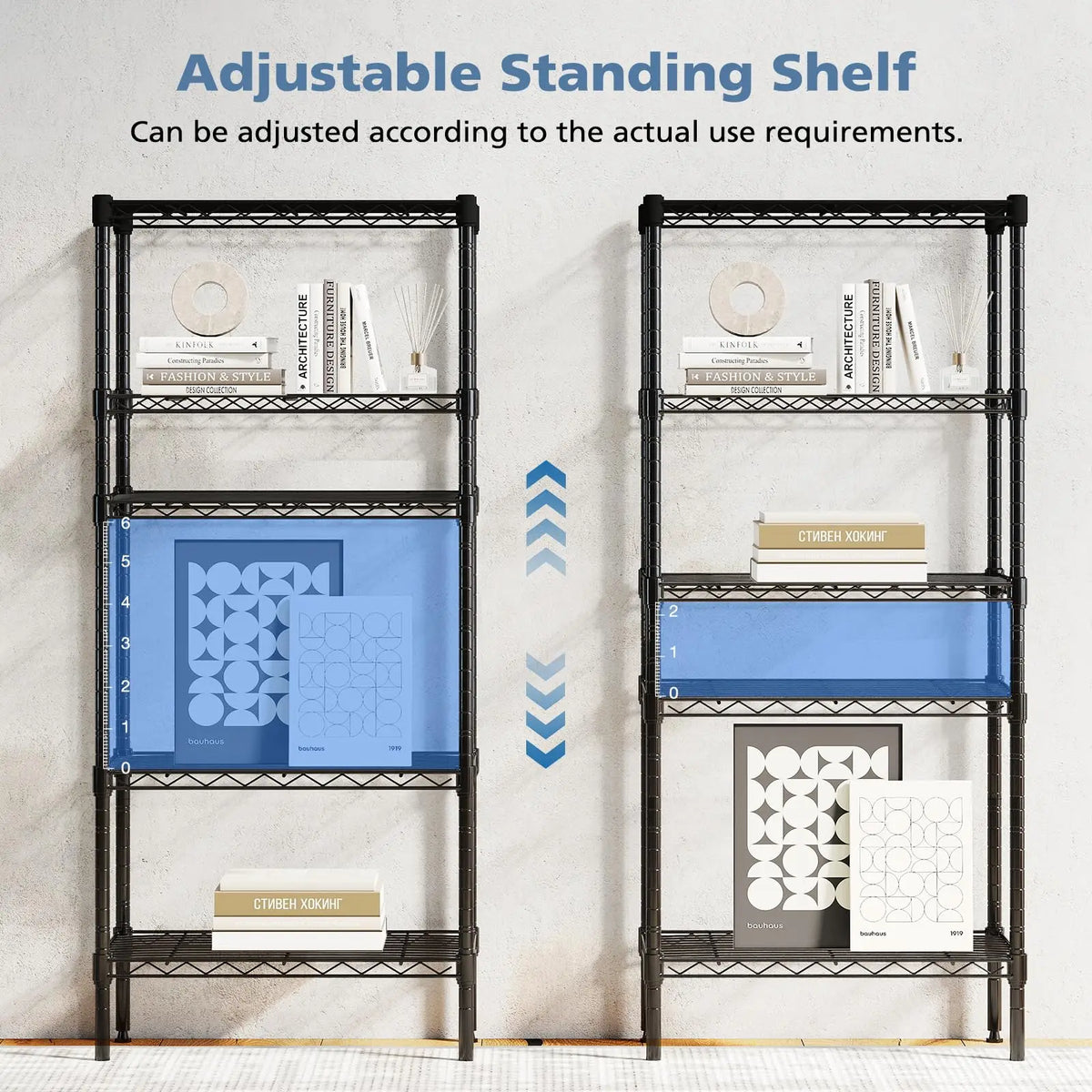 JHK 3-5 Tier Metal Wire Storage Shelves Adjustable Storage Racks Heavy Duty