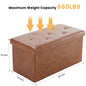 JHK 43 Inches Leather Folding Ottoman Storage Footstool Toy Box