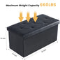 JHK 43 Inches Leather Folding Ottoman Storage Footstool Toy Box
