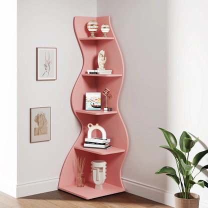 Tribesigns Corner Shelf, Modern 5-Tier Wall Corner Bookshelf, Stylish Corner
