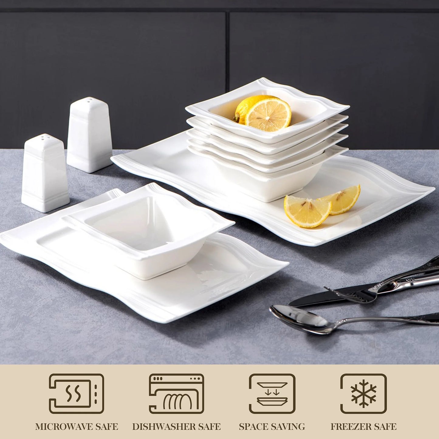 28 Piece Square Dinnerware Set