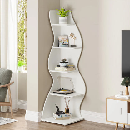 Tribesigns Corner Shelf, Modern 5-Tier Wall Corner Bookshelf, Stylish Corner
