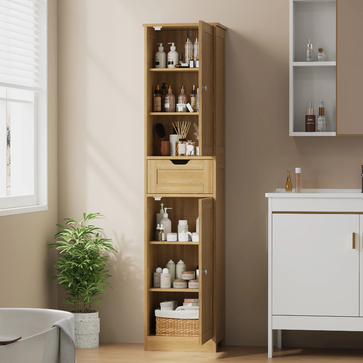 Space-Saving Slim  Storage Cabinet – Vertical Organizer Rack