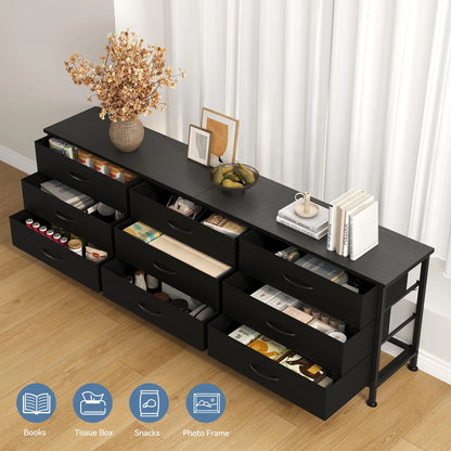JHK Cabinet For Living Room With 9 Fabric Drawers