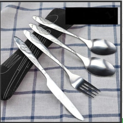 Portable Stainless Steel Family Camping Cutlery with Bag