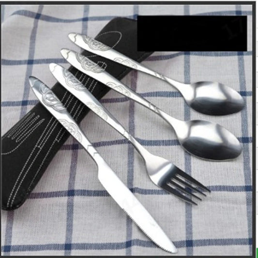 Portable Stainless Steel Family Camping Cutlery with Bag