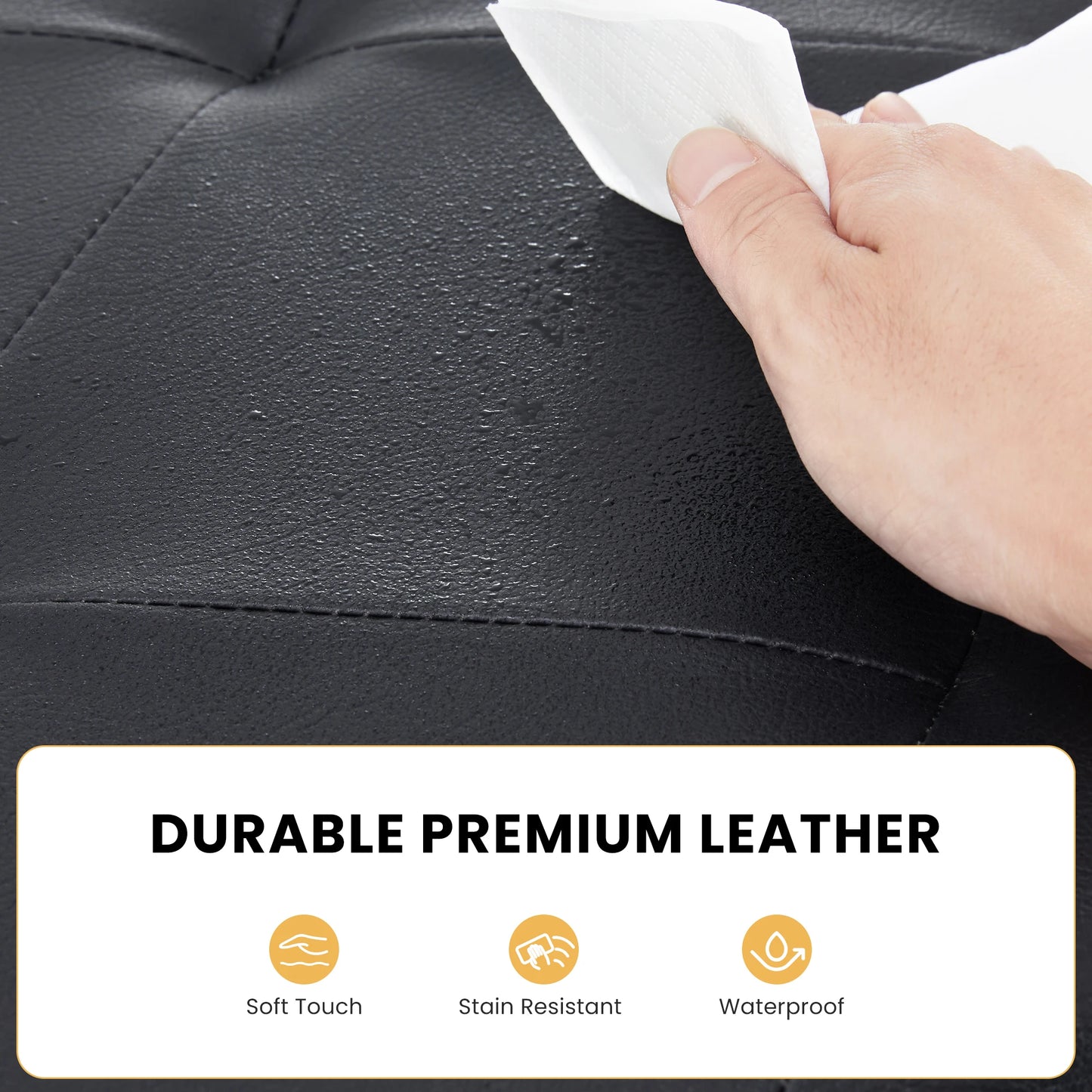 JHK 43 Inches Leather Folding Ottoman Storage Footstool Toy Box