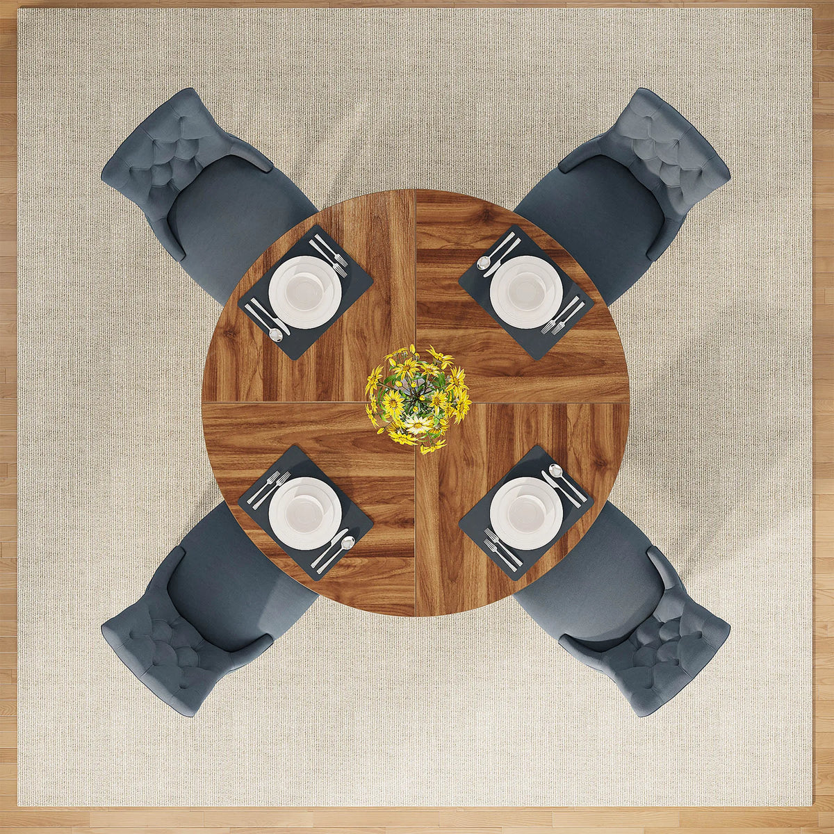 Tribesigns Round Dining Table for 4