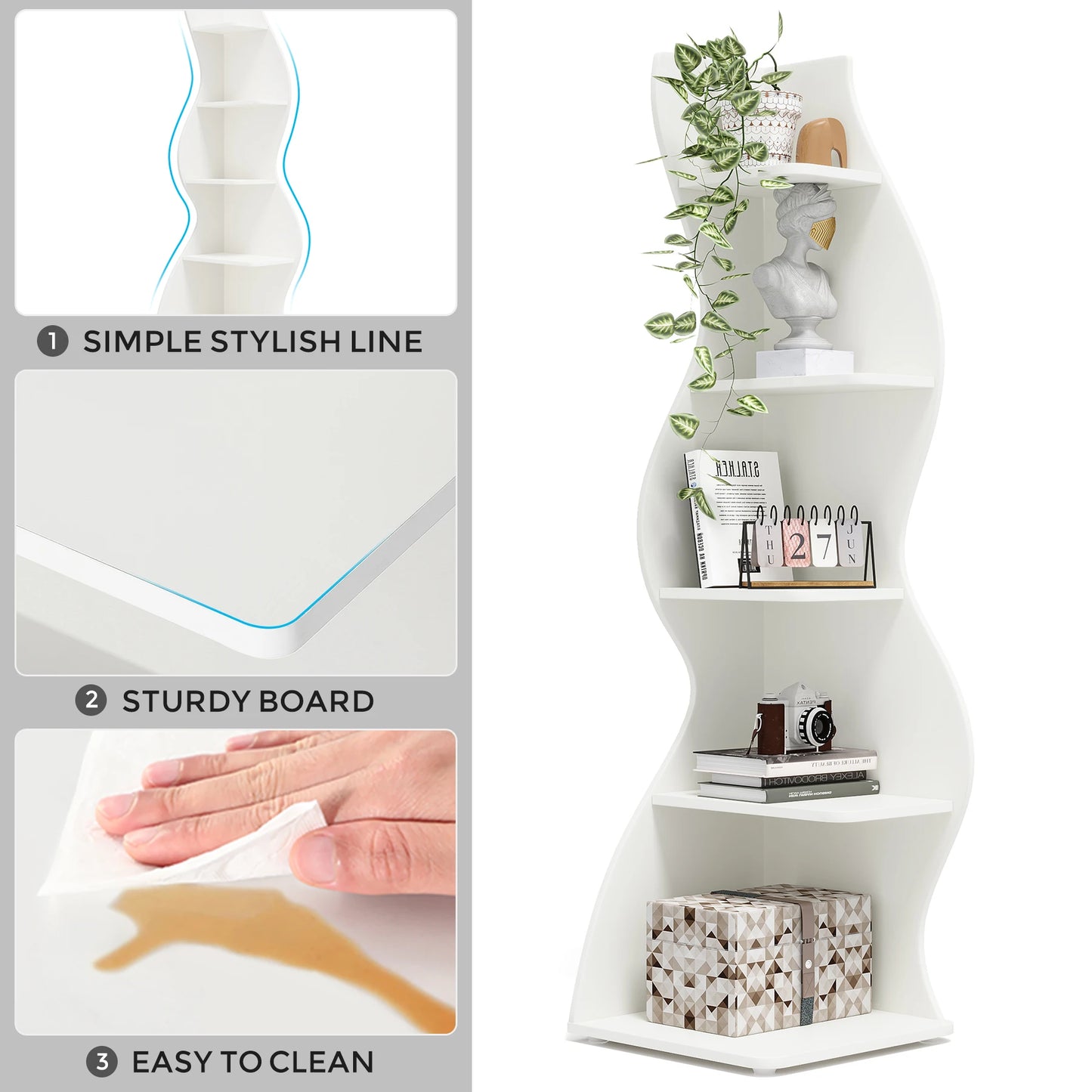 Tribesigns Corner Shelf, Modern 5-Tier Wall Corner Bookshelf, Stylish Corner
