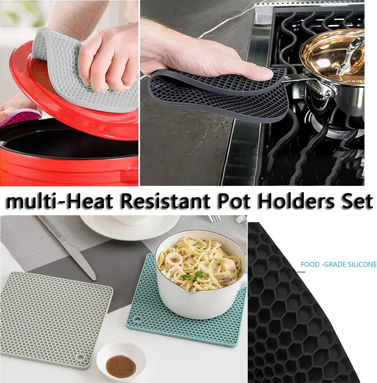 3 Pack Silicone Trivet Pot Mats
