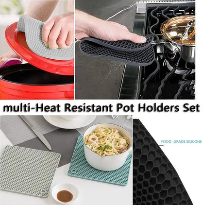 3 Pack Silicone Trivet Pot Mats